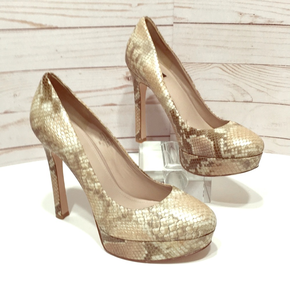 Snakeskin stiletto JOAN & DAVID tan gold brown